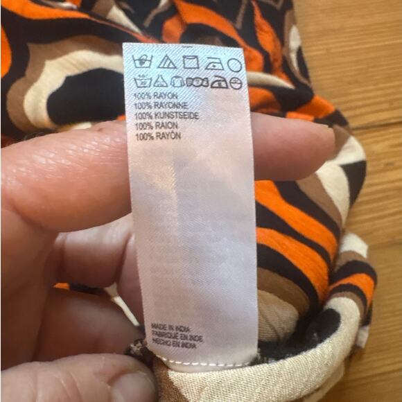 Free People groovy baby orange black geometric maxi kaftan dress SIZE OS - Picture 6 of 7